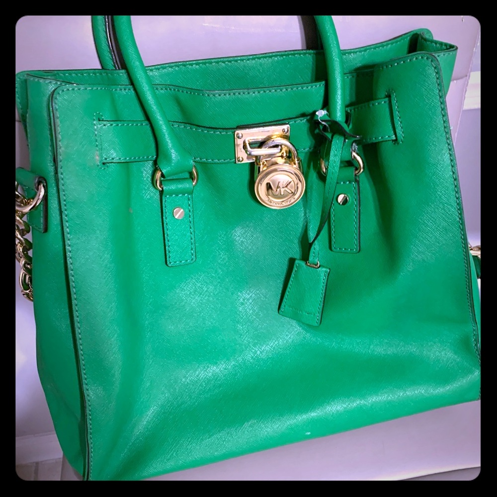 Michael Kors Hamilton Satchel Bag with Gold Chain